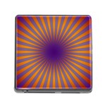 Retro Circle Lines Rays Orange Memory Card Reader (Square) Front