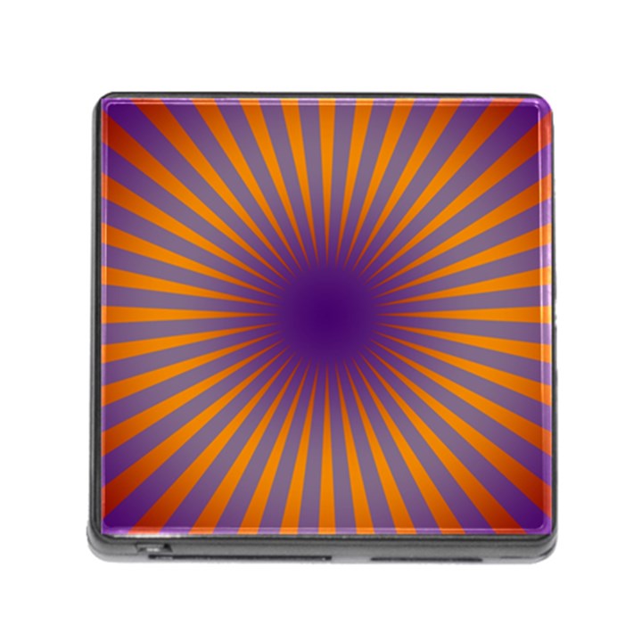 Retro Circle Lines Rays Orange Memory Card Reader (Square)