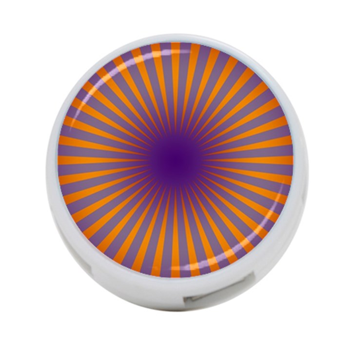 Retro Circle Lines Rays Orange 4-Port USB Hub (Two Sides) 