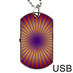 Retro Circle Lines Rays Orange Dog Tag USB Flash (One Side) Front