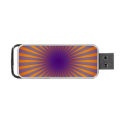 Retro Circle Lines Rays Orange Portable Usb Flash (one Side) by Amaryn4rt