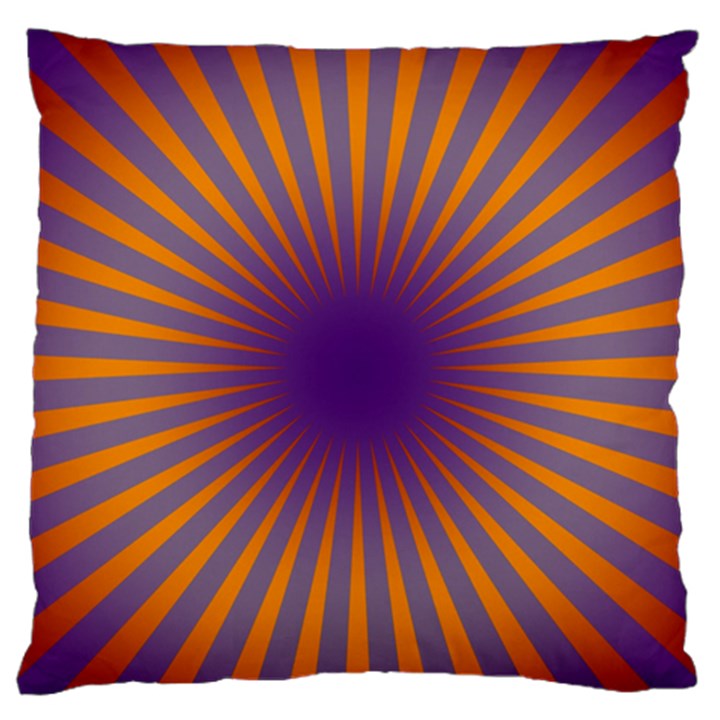 Retro Circle Lines Rays Orange Large Flano Cushion Case (One Side)