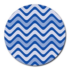 Waves Wavy Lines Pattern Design Round Mousepads by Amaryn4rt