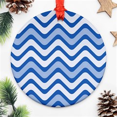 Waves Wavy Lines Pattern Design Ornament (round) by Amaryn4rt