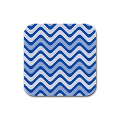 Waves Wavy Lines Pattern Design Rubber Square Coaster (4 Pack)  by Amaryn4rt