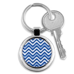 Waves Wavy Lines Pattern Design Key Chains (round)  by Amaryn4rt