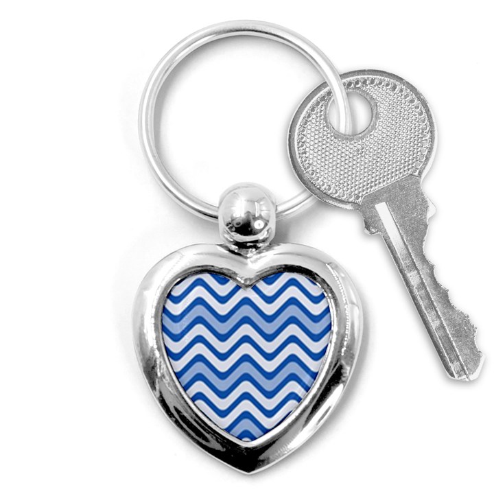 Waves Wavy Lines Pattern Design Key Chains (Heart) 