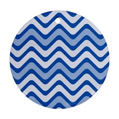 Waves Wavy Lines Pattern Design Round Ornament (two Sides) by Amaryn4rt