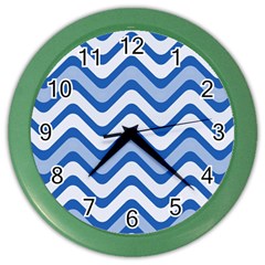 Waves Wavy Lines Pattern Design Color Wall Clocks by Amaryn4rt