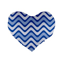 Waves Wavy Lines Pattern Design Standard 16  Premium Heart Shape Cushions by Amaryn4rt