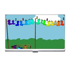 Welly Boot Rainbow Clothesline Business Card Holders by Amaryn4rt