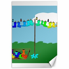 Welly Boot Rainbow Clothesline Canvas 12  X 18   by Amaryn4rt