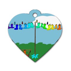 Welly Boot Rainbow Clothesline Dog Tag Heart (two Sides) by Amaryn4rt