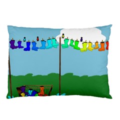 Welly Boot Rainbow Clothesline Pillow Case by Amaryn4rt