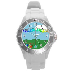 Welly Boot Rainbow Clothesline Round Plastic Sport Watch (l) by Amaryn4rt