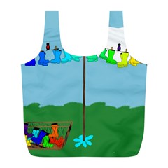 Welly Boot Rainbow Clothesline Full Print Recycle Bags (l)  by Amaryn4rt