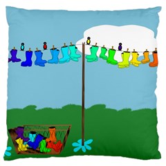 Welly Boot Rainbow Clothesline Standard Flano Cushion Case (one Side) by Amaryn4rt