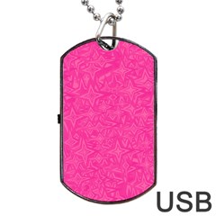 Geometric Pattern Wallpaper Pink Dog Tag Usb Flash (one Side) by Amaryn4rt