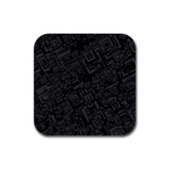 Black Rectangle Wallpaper Grey Rubber Square Coaster (4 Pack)  by Amaryn4rt