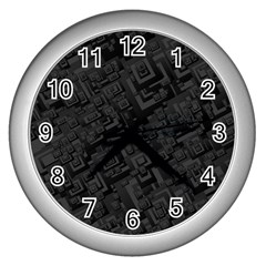 Black Rectangle Wallpaper Grey Wall Clocks (silver)  by Amaryn4rt