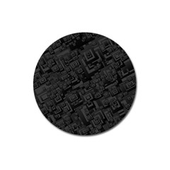 Black Rectangle Wallpaper Grey Magnet 3  (round) by Amaryn4rt