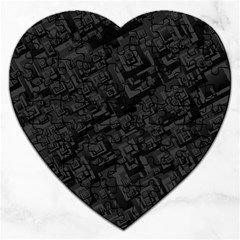 Black Rectangle Wallpaper Grey Jigsaw Puzzle (heart) by Amaryn4rt