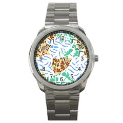 Broken Tile Texture Background Sport Metal Watch by Amaryn4rt