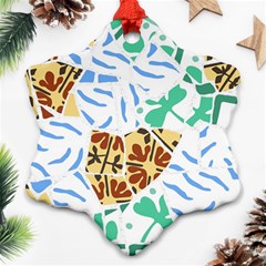 Broken Tile Texture Background Snowflake Ornament (two Sides)