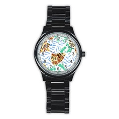 Broken Tile Texture Background Stainless Steel Round Watch by Amaryn4rt