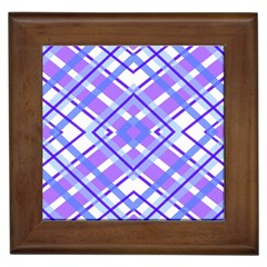 Geometric Plaid Pale Purple Blue Framed Tiles by Amaryn4rt