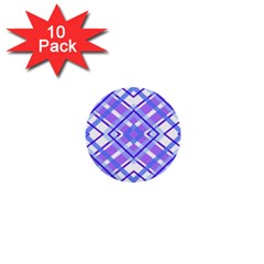 Geometric Plaid Pale Purple Blue 1  Mini Buttons (10 Pack)  by Amaryn4rt