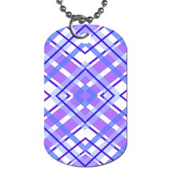 Geometric Plaid Pale Purple Blue Dog Tag (two Sides) by Amaryn4rt