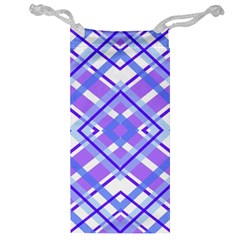 Geometric Plaid Pale Purple Blue Jewelry Bag by Amaryn4rt