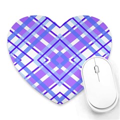 Geometric Plaid Pale Purple Blue Heart Mousepads by Amaryn4rt