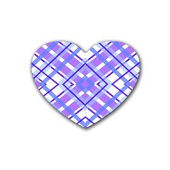 Geometric Plaid Pale Purple Blue Heart Coaster (4 Pack)  by Amaryn4rt