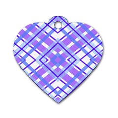 Geometric Plaid Pale Purple Blue Dog Tag Heart (two Sides) by Amaryn4rt