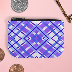 Geometric Plaid Pale Purple Blue Mini Coin Purses by Amaryn4rt