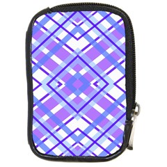 Geometric Plaid Pale Purple Blue Compact Camera Cases