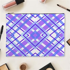 Geometric Plaid Pale Purple Blue Cosmetic Bag (xl) by Amaryn4rt