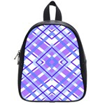 Geometric Plaid Pale Purple Blue School Bags (Small)  Front