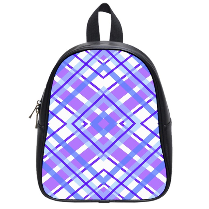 Geometric Plaid Pale Purple Blue School Bags (Small) 