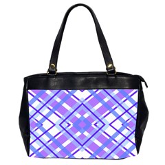 Geometric Plaid Pale Purple Blue Office Handbags (2 Sides)  by Amaryn4rt