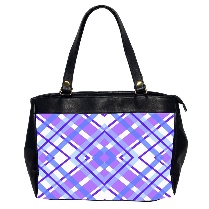 Geometric Plaid Pale Purple Blue Office Handbags (2 Sides) 