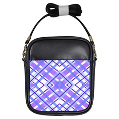 Geometric Plaid Pale Purple Blue Girls Sling Bags by Amaryn4rt