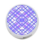 Geometric Plaid Pale Purple Blue 4-Port USB Hub (One Side) Front