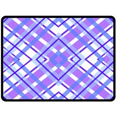 Geometric Plaid Pale Purple Blue Double Sided Fleece Blanket (large)  by Amaryn4rt