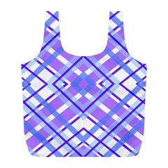 Geometric Plaid Pale Purple Blue Full Print Recycle Bags (l)  by Amaryn4rt