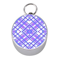 Geometric Plaid Pale Purple Blue Mini Silver Compasses by Amaryn4rt