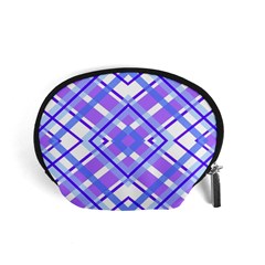 Geometric Plaid Pale Purple Blue Accessory Pouches (small)  by Amaryn4rt