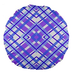 Geometric Plaid Pale Purple Blue Large 18  Premium Flano Round Cushions by Amaryn4rt